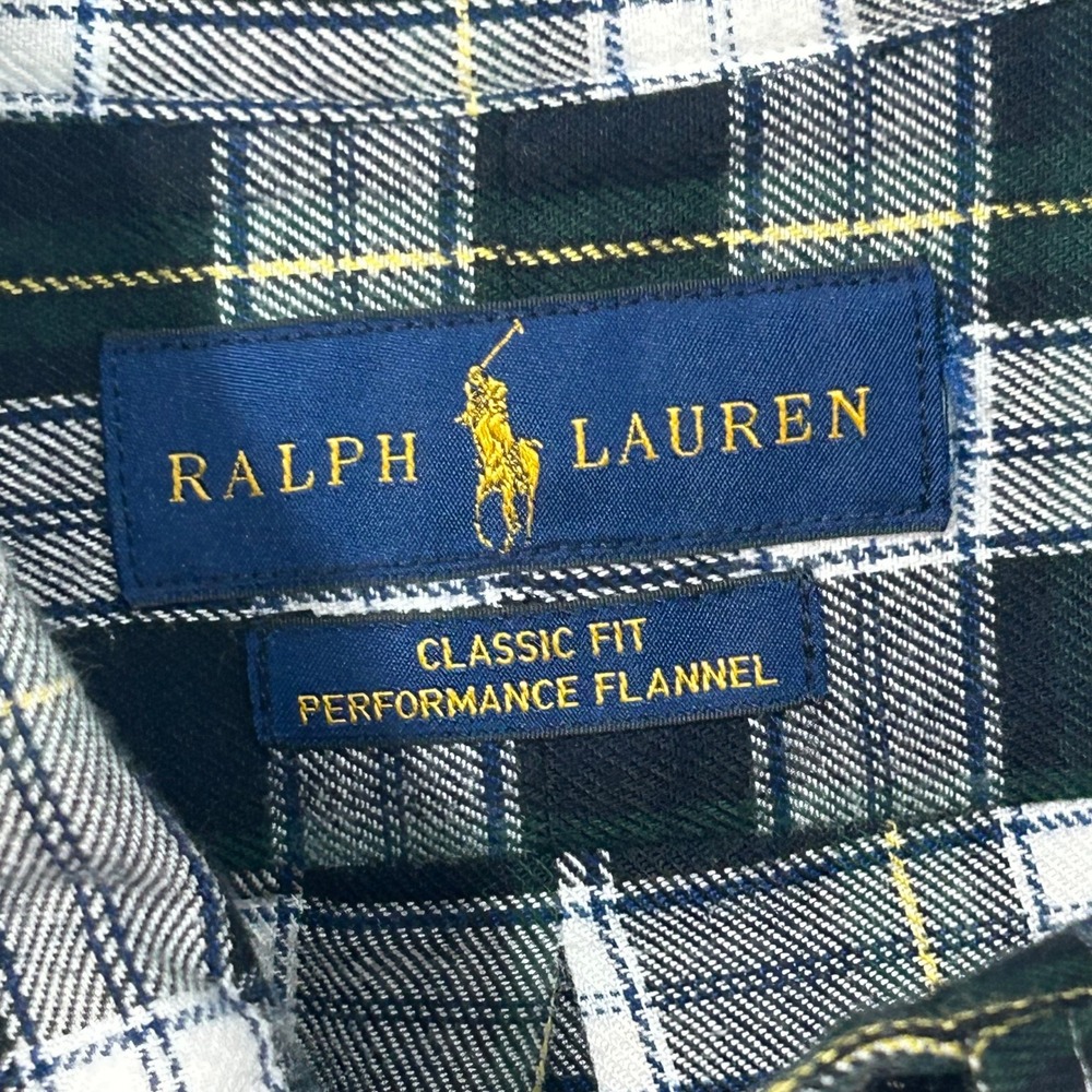 Ralph Lauren Mens Classic Fit Performance Flannel Plaid Button Down Shirt Navy L - Picture 3 of 10